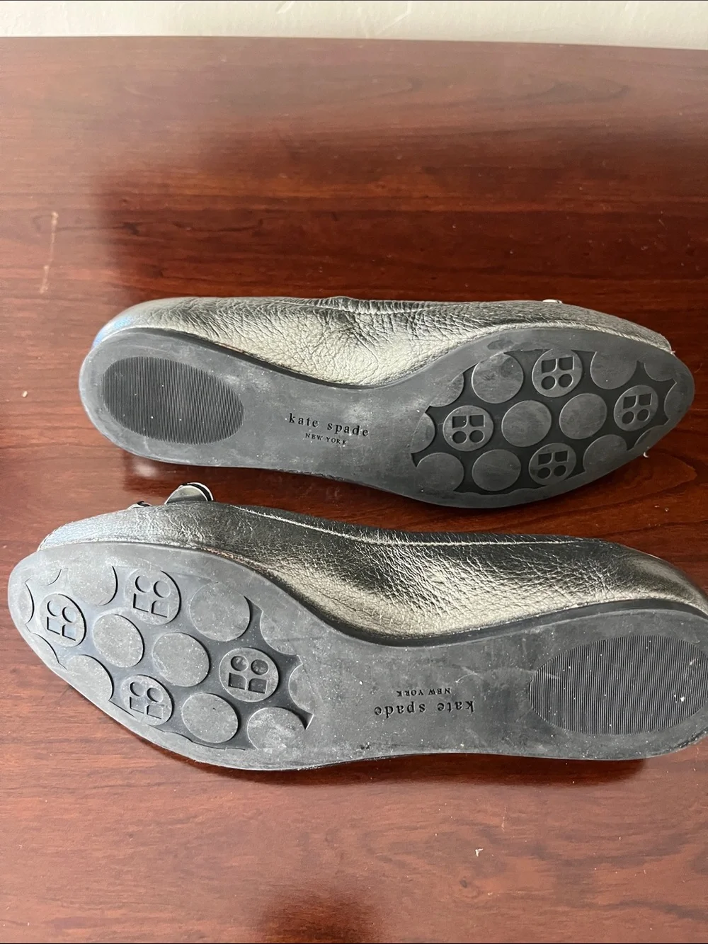 Kate Spade Silver Jeweled Peep-Toe Flats